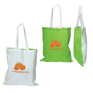 E9132-BELLEFLOWER COTTON TOTE-White/Lime Green (Clearance Minimum 120 Units)